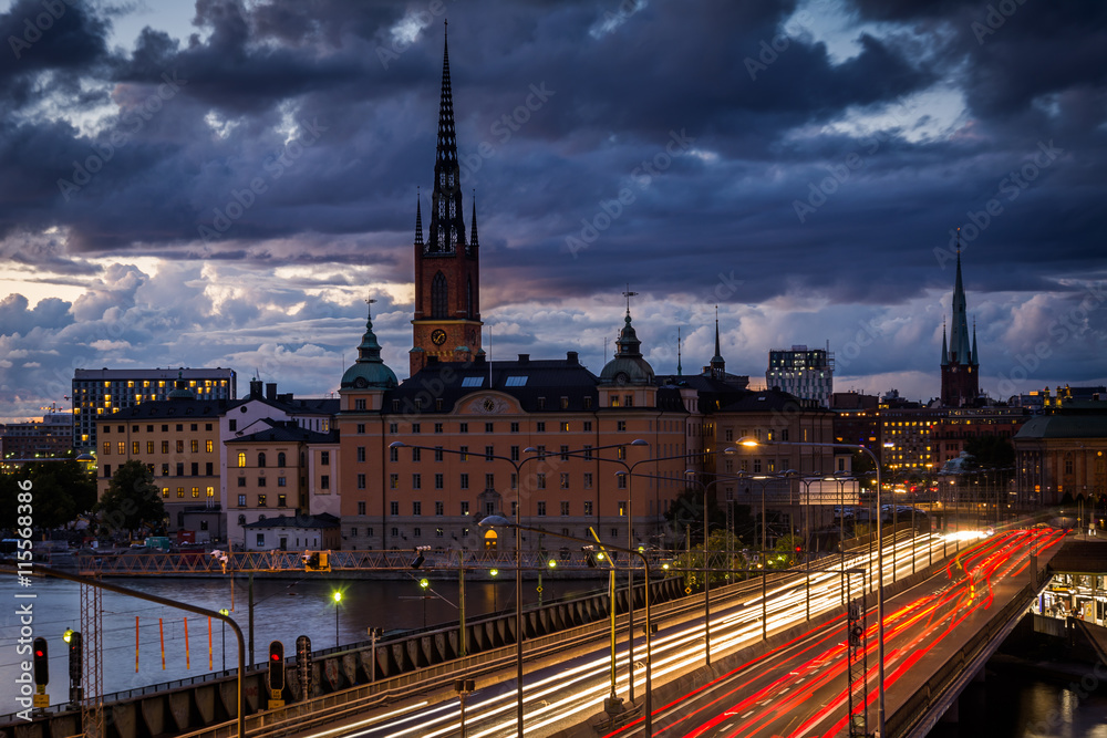 View of Galma Stan from Slussen, in Södermalm, Stockholm, Swede
