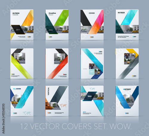 Vector design for cover annual report. Mega set. Brochure or fly