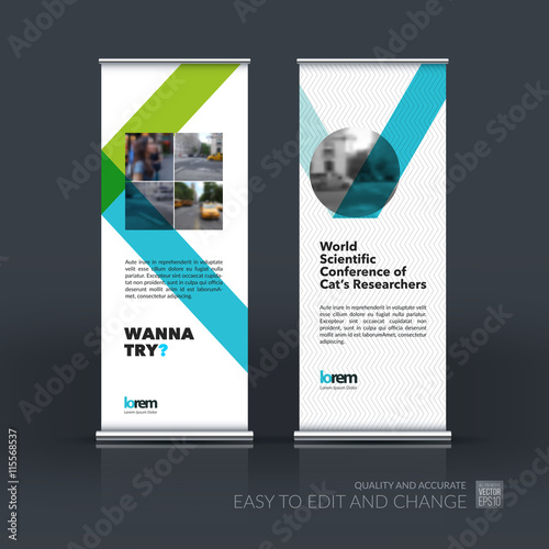 Vector set of modern Roll Up Banner Stand Design with abstract w