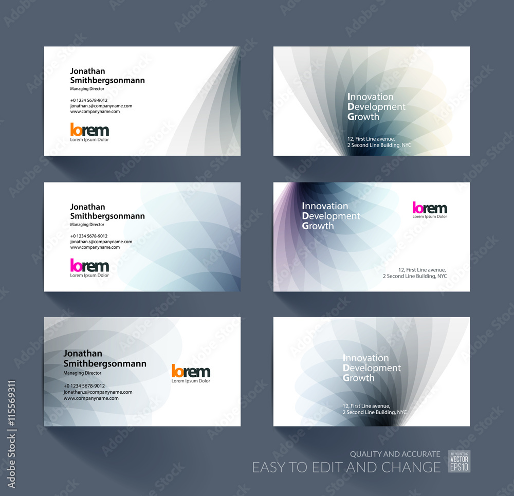 Naklejka premium Vector business card template with soft shapes and waves backgro