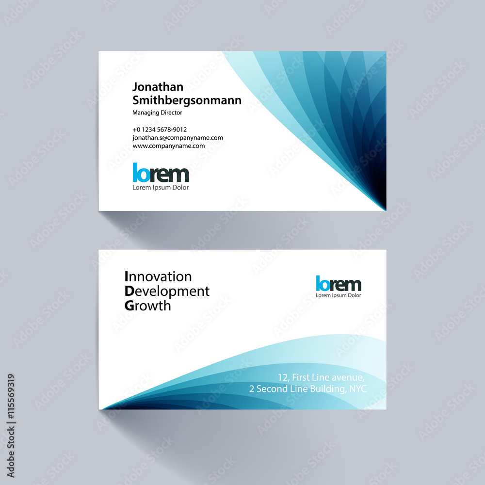 Fototapeta premium Vector business card template with soft shapes and waves backgro