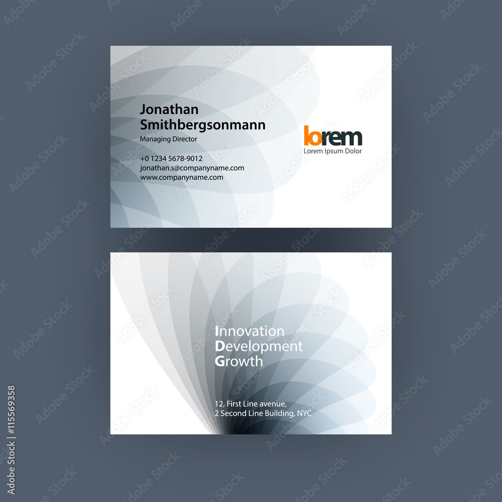 Fototapeta premium Vector business card template with soft shapes and waves backgro