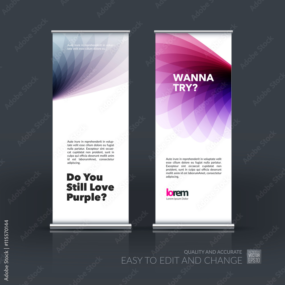 Vector set of modern Roll Up Banner Stand Design with soft shape