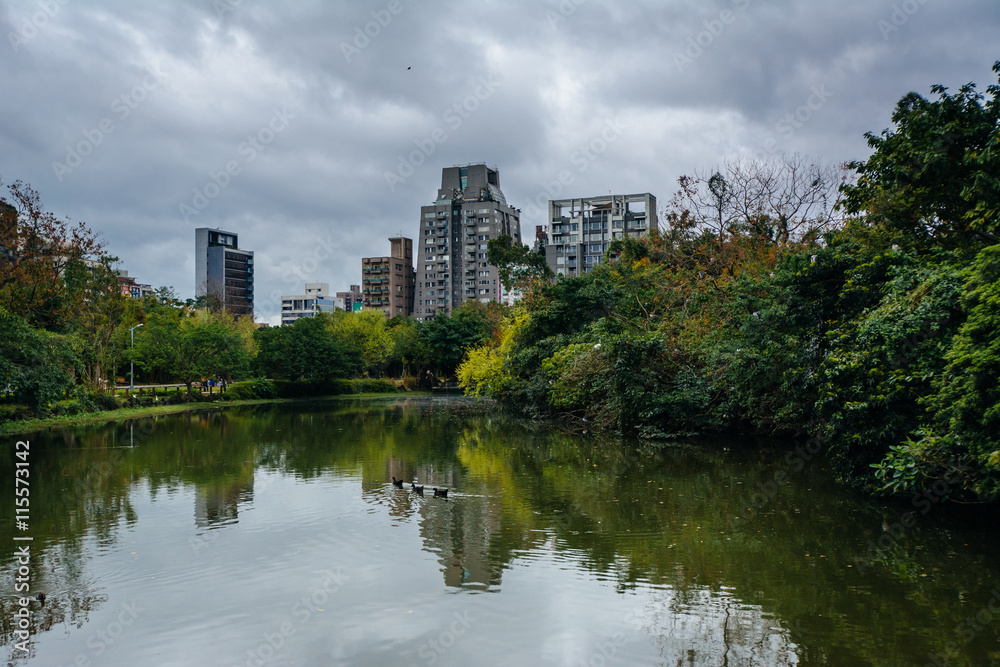 Lake at Daan Forest Park in Taipei, Taiwan.