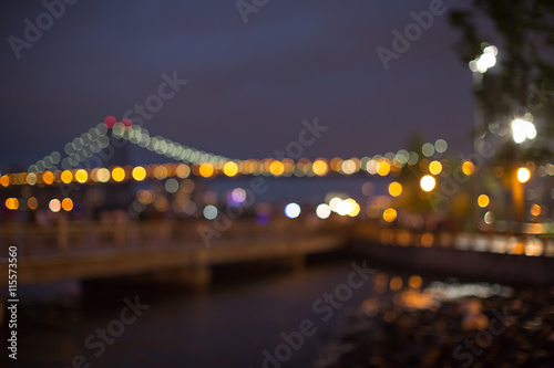 Blurred lights of Brooklyn Bridge