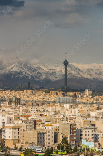 Tehran skyline of the city