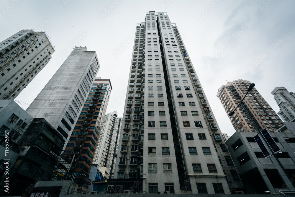 Skyscrapers at Aberdeen, in Hong Kong, Hong Kong.