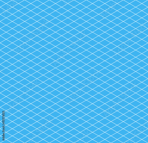 White isometric grid on cyan, seamless pattern