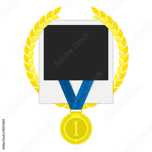 Photo frame with gold medal
