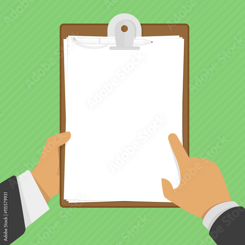 Empty clipboard in hands