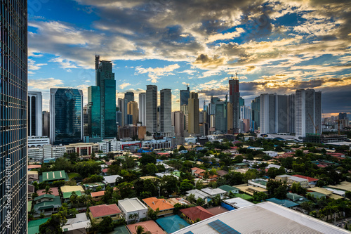 View of the skyline of Makati at sunset  in Metro Manila  The Ph