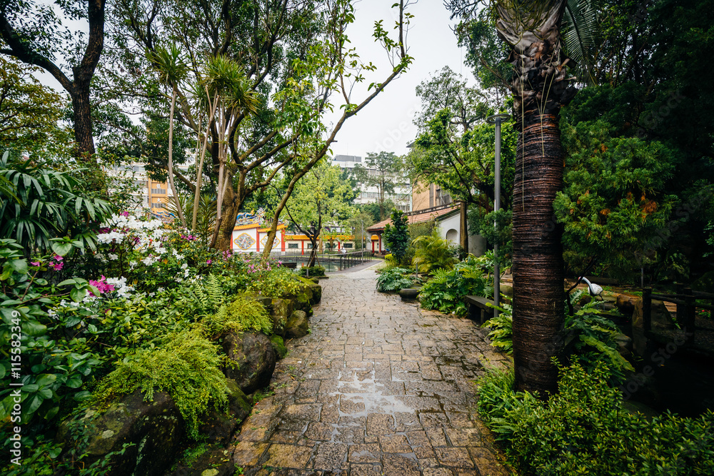 Walkway at a park in the Datong District, in Taipei, Taiwan.