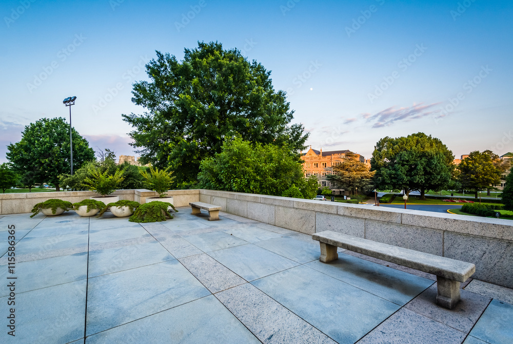 Benches outside the Basilica of the National Shrine of the Immac