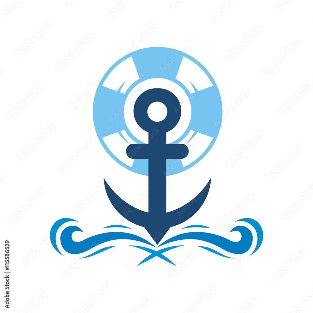 Anchor sailor logo design vector
