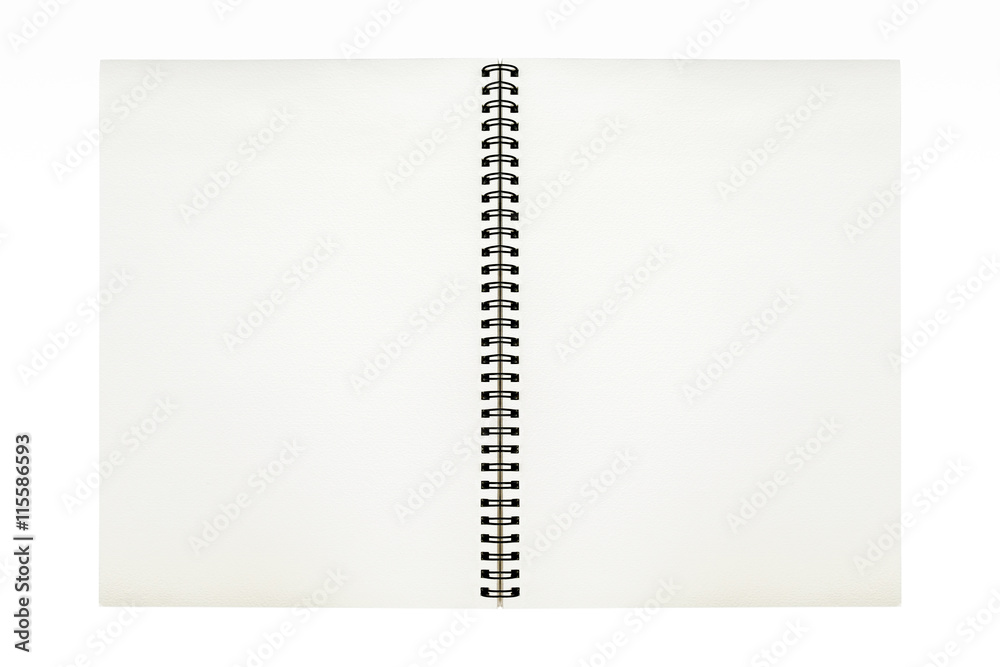 Open blank sketchbook isolated on white background Stock Photo