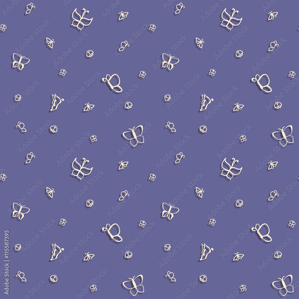 Simple butterflies. Seamless pattern. Simple butterflies. Seamless pattern.