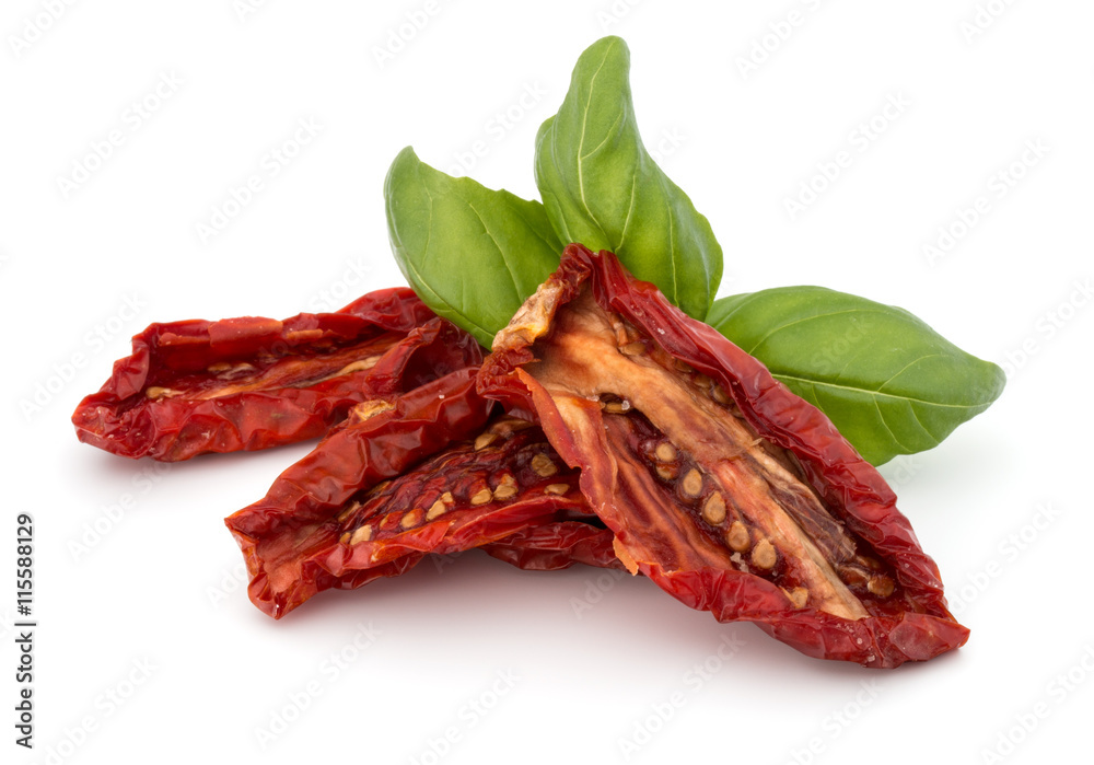 Dried tomatoes isolated on white background cutout Dried tomatoes isolated on white background cutout
