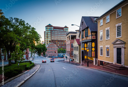 Buildings along Thomas Street, in Providence, Rhode Island. © jonbilous