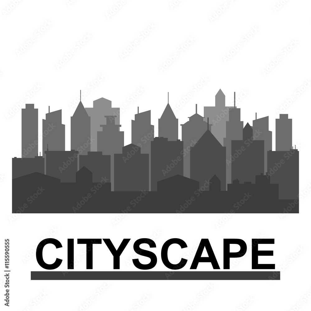 City skyline in grey colors