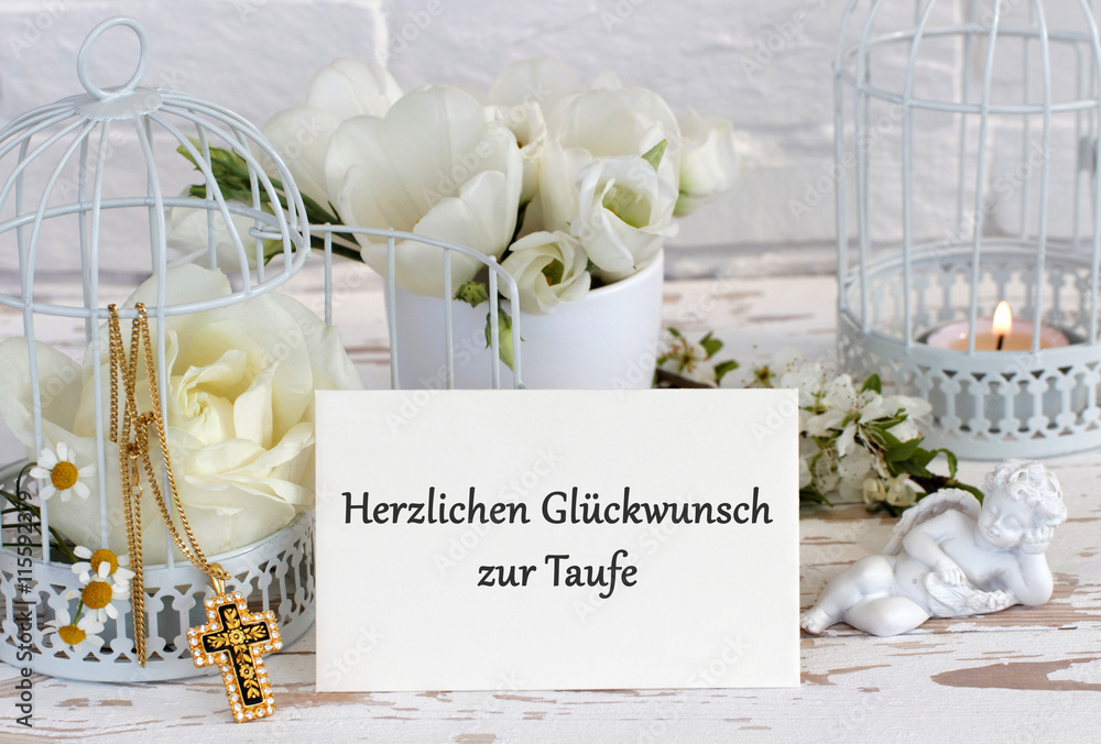 Stilvolle Gluckwunschkarte Zur Taufe Madchen Fotos