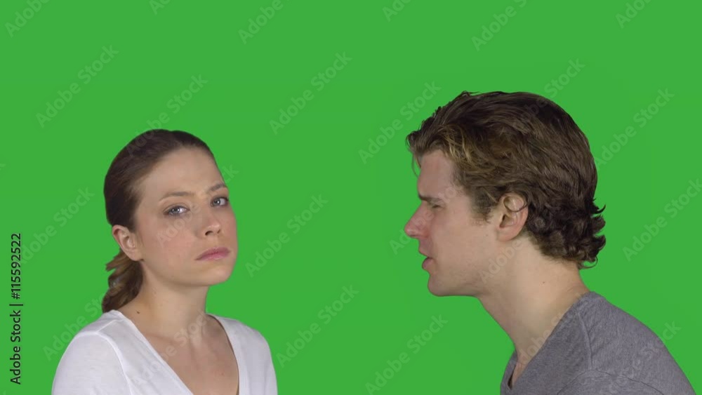 Violent man attacks a sad woman (Green Key) Violent man attacks a sad woman (Green Key)