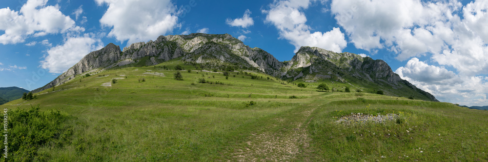 Mountain landscape panorama, Piatra Secuiului in Transilvania, Romania