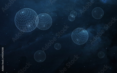Abstract scientific background - glowing planet in space, nebula and stars. Elements of this image furnished by NASA 