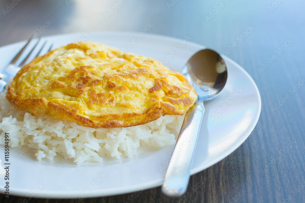 omelet with jasmine rice.