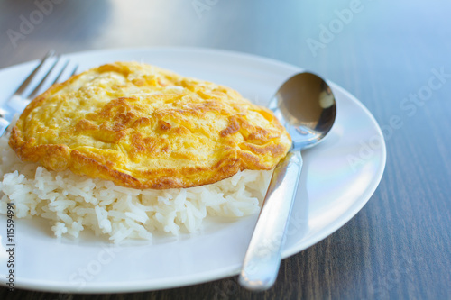 omelet with jasmine rice.