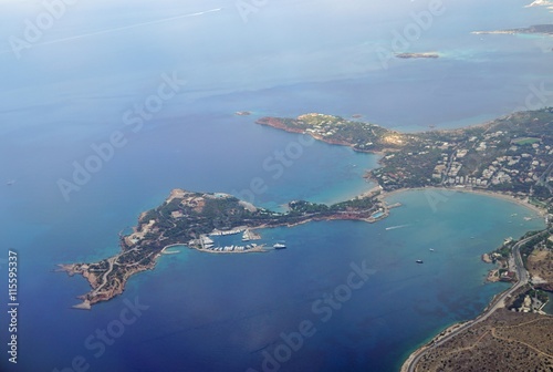 Aerial view of the Astir Peninsula in Vouiagmeni near Athens