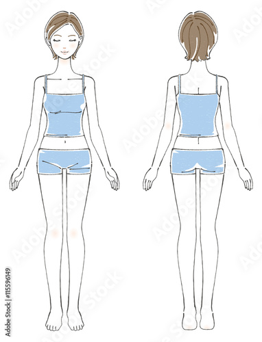 40代女性の全身正面背面stock Vector Adobe Stock