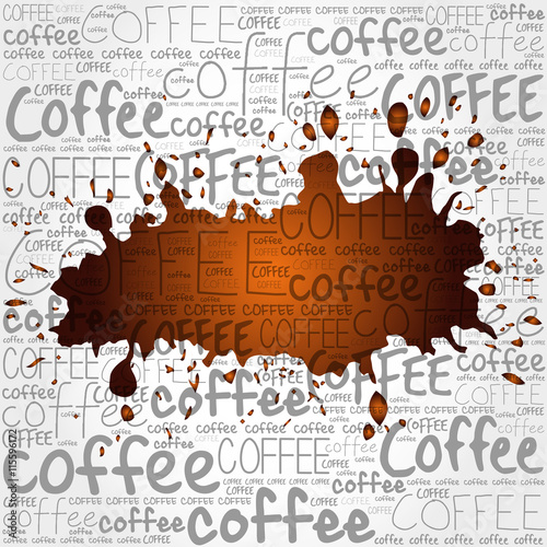 List of coffee drinks words cloud, poster background