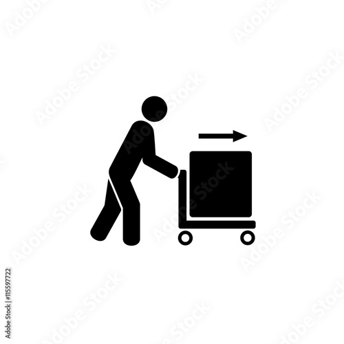 Man Pushing Cart as Carriage Concept Icon