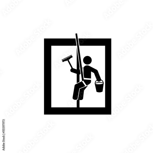 Washing window as Cleaning Concept Icon