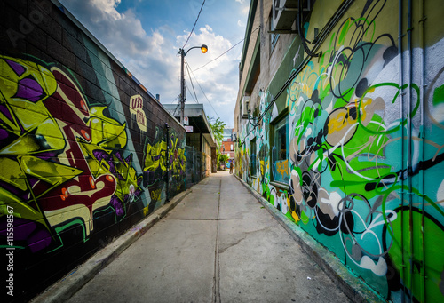 Graffiti in an alley in Kensington Market, Toronto, Ontario. photo