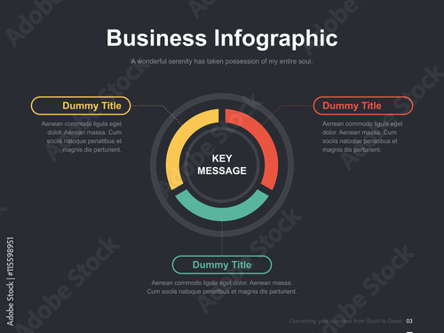Flat business presentation vector slide template with diagram