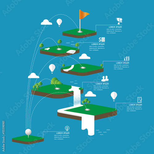 Golf Infographic 3D. Vector illustration can be used for workflo
