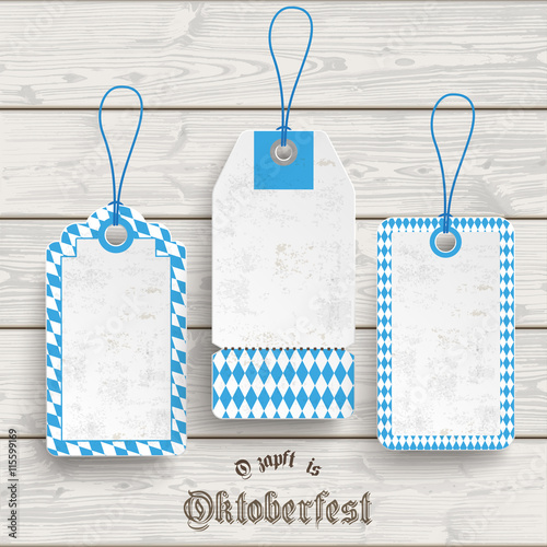 Oktoberfest - 3 Preisschilder in bayrischen Farben