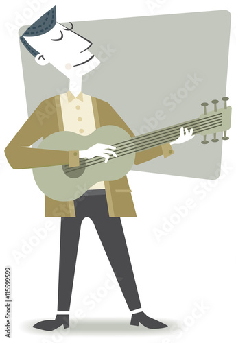 Guitarist. Retro style illustration of a man playing the guitar.