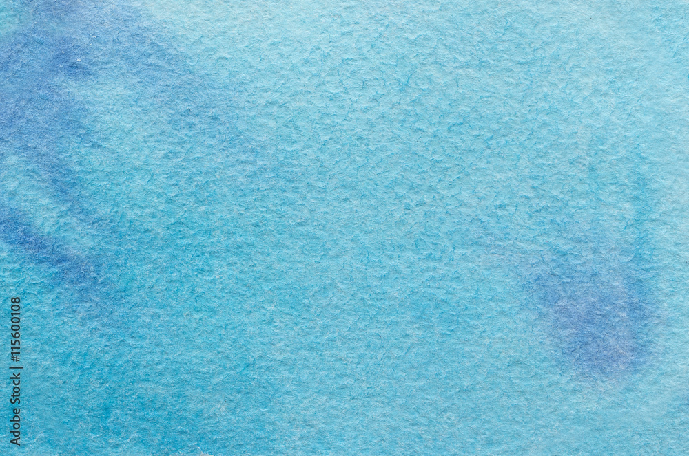 Naklejka premium Cyan blue, violet hand drawn abstract watercolor background. Space for text, lettering, copy. Postcard template.