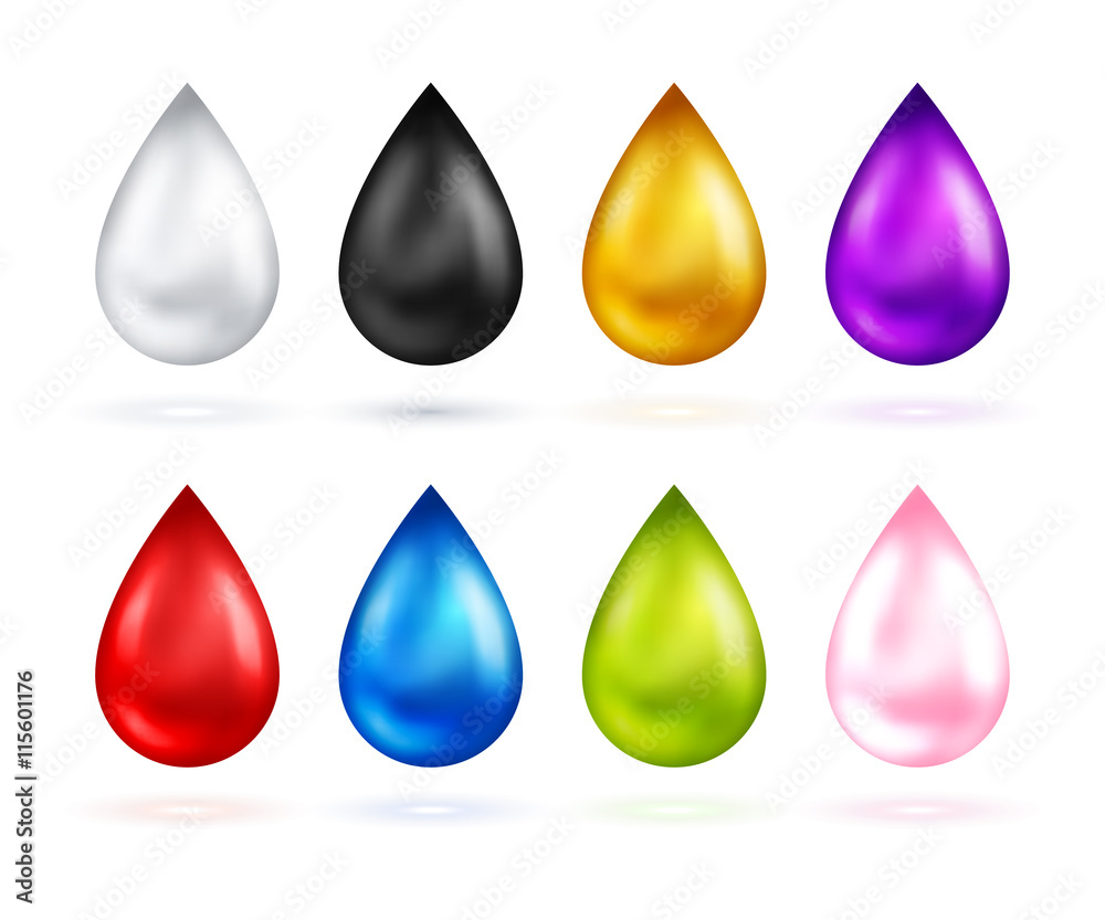 Set of oil drops icons isolated on white Set of oil drops icons isolated on white