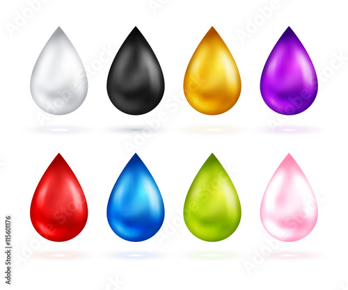 Set of oil drops icons isolated on white