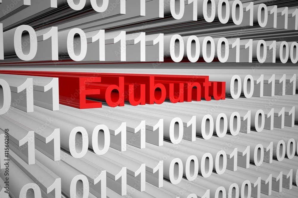 Edubuntu in the form of binary code, 3D illustration