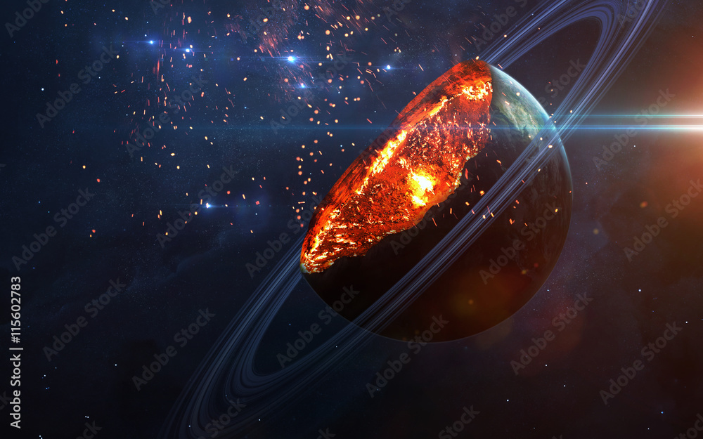 Apocalyptic background - planet exploding, armageddon illustration, end of time. Elements of this image furnished by NASA