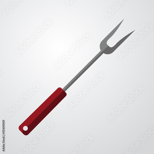 Icono plano tenedor de carne color sobre fondo degradado