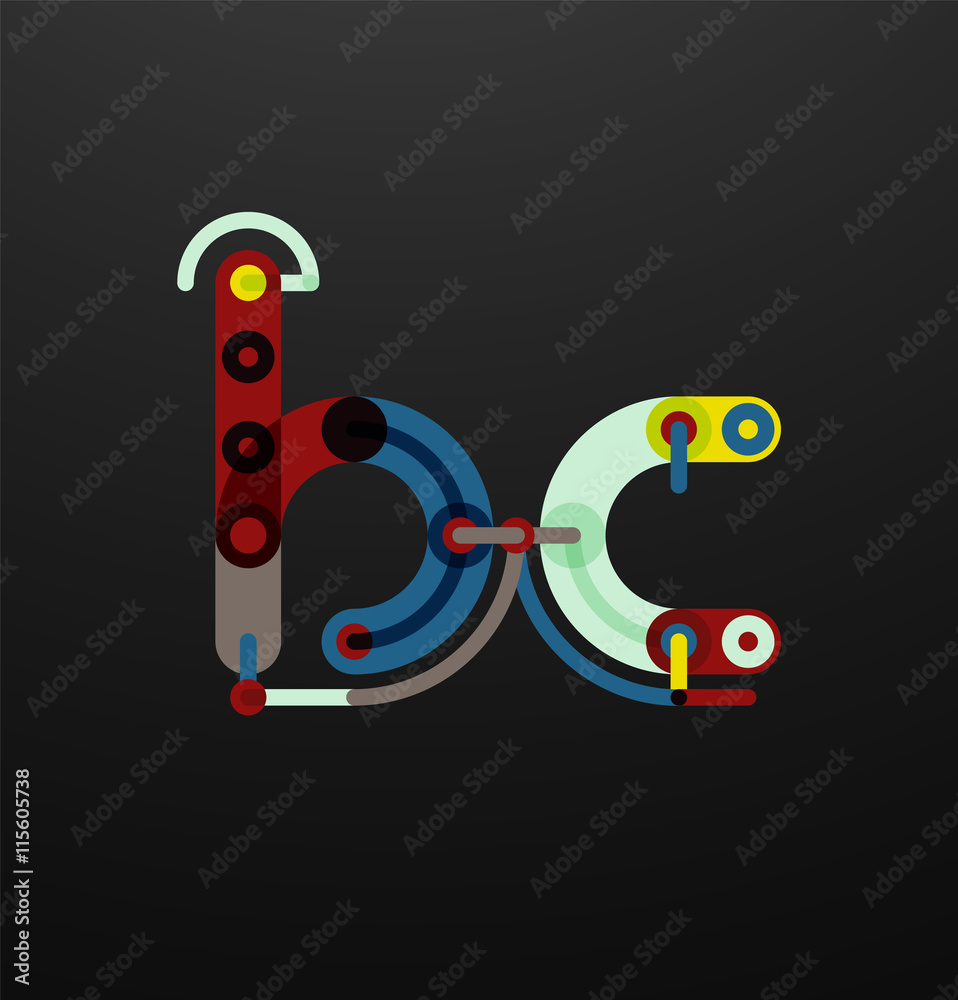 Fototapeta premium Cartoon linear letters icons