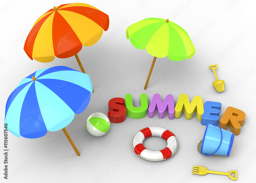 Obraz premium Summer on the Beach - 3D