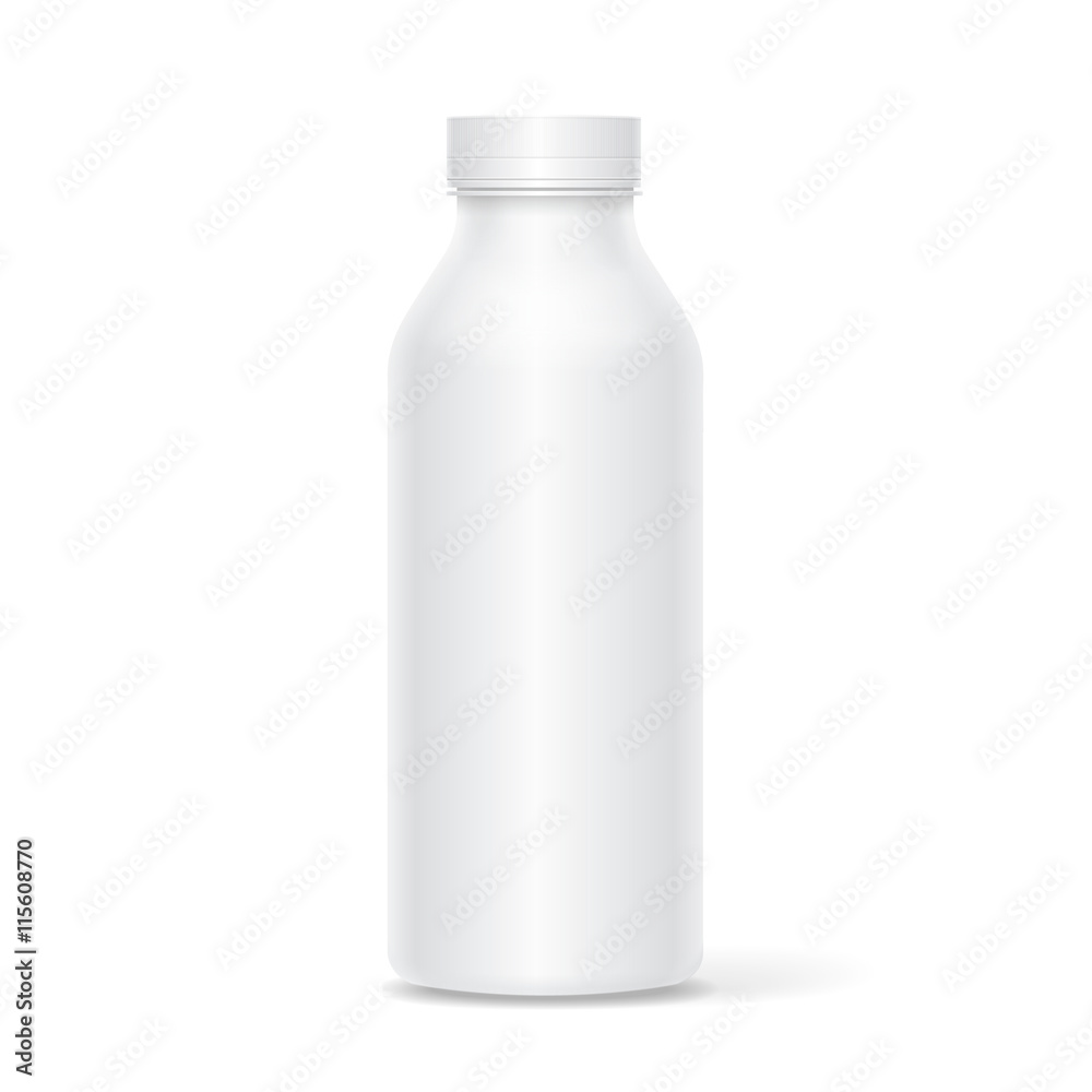 Realistic white plastic bottle for milk, Yogurt or juice. Mock-up packages Realistic white plastic bottle for milk, Yogurt or juice. Mock-up packages
