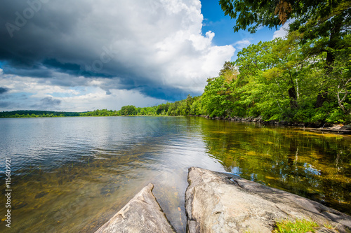 Rocks on the shore of Massabesic Lake, in Auburn, New Hampshire. photo