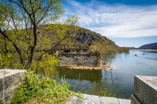 Ruins of an old bridge in the Potomac River  in Harpers Ferry  W